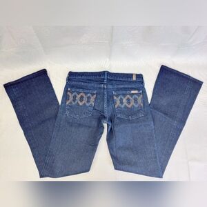 Seven 7 For All Mankind Jeans Y2K Low Rise Long Bootcut Women Sz 29  Embroidered